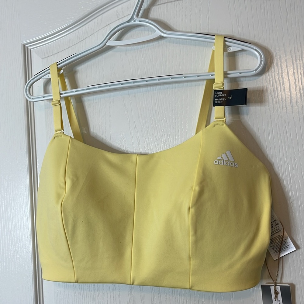 Adidas Yoga Studio Light Support Training Sports Bra Yellow Size 2X - Picture 4 of 16